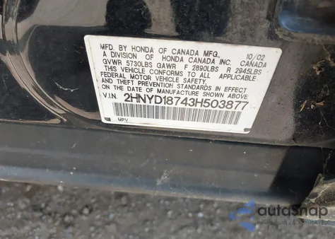 2003 Acura Mdx from USA, damaged, VIN 2HNYD18743H503877